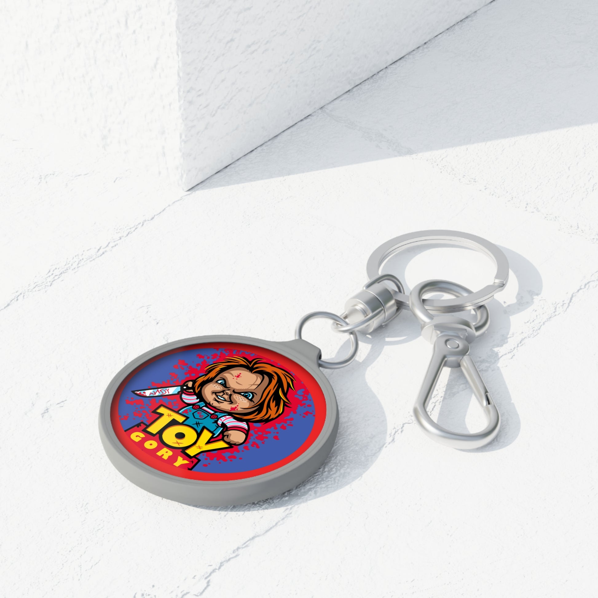 Keyring for horror movie fans featuring chucky doll from childs play