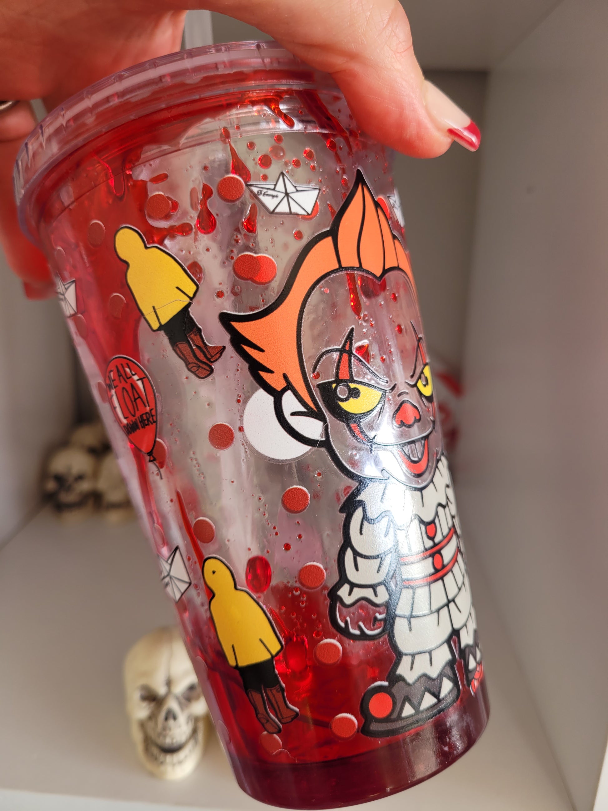 Pennywise clown plastic double walled blood drip tumbler