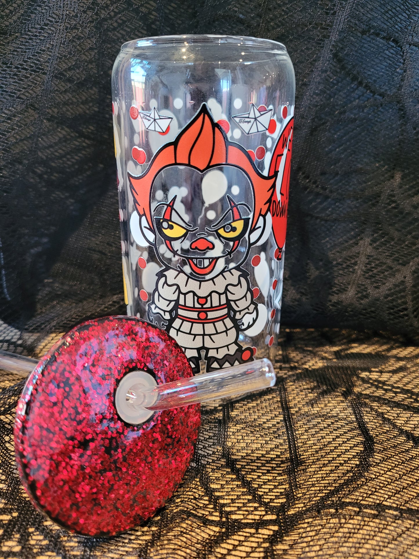 The Clown Glass Can Glitter Lid - Eva Jean & Co