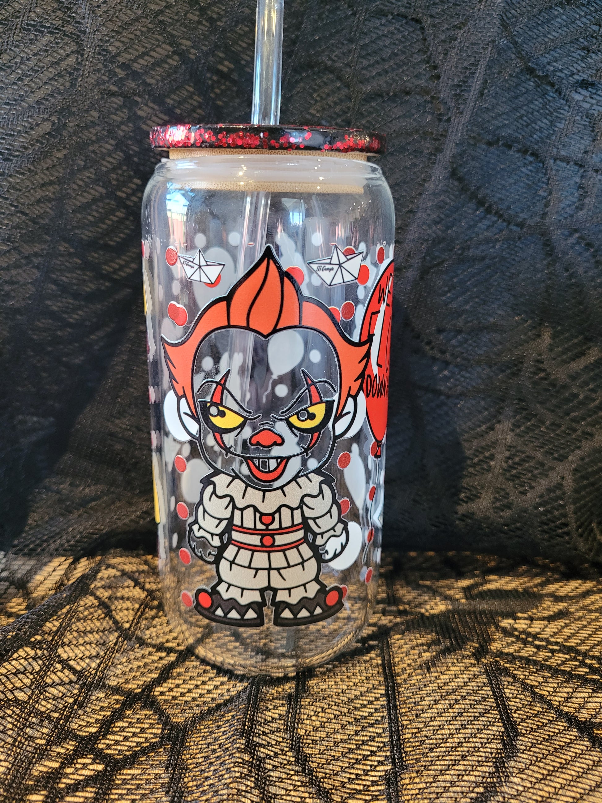 The Clown Glass Can Glitter Lid - Eva Jean & Co