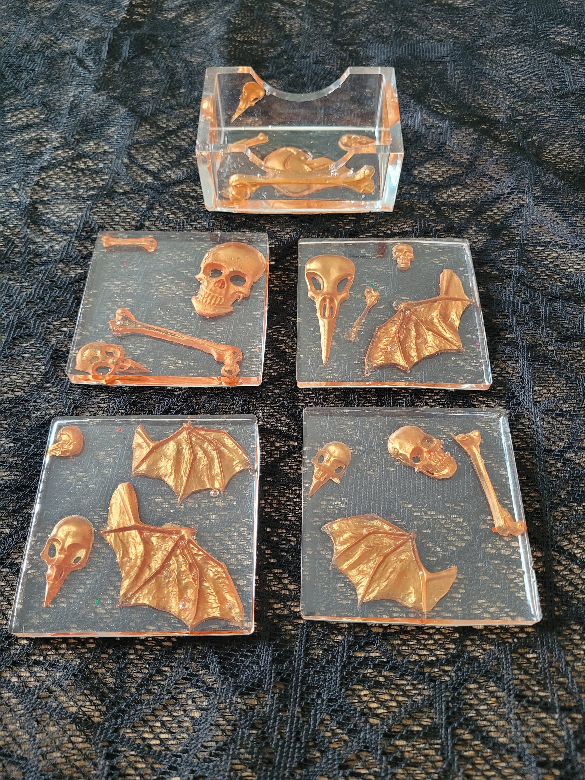 Skeleton Resin Coaster Pack and Stand - Eva Jean & Co