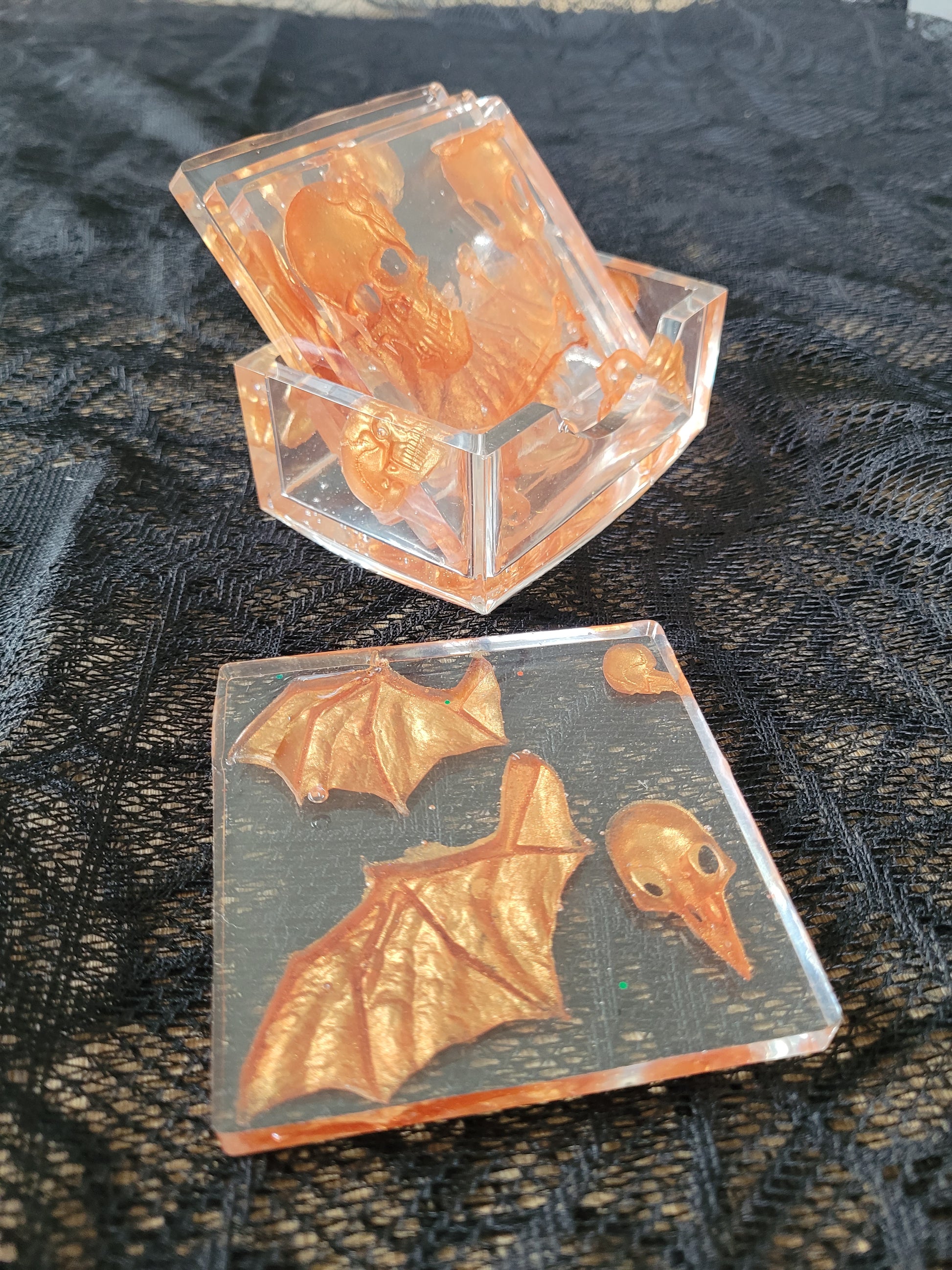 Skeleton Resin Coaster Pack and Stand - Eva Jean & Co