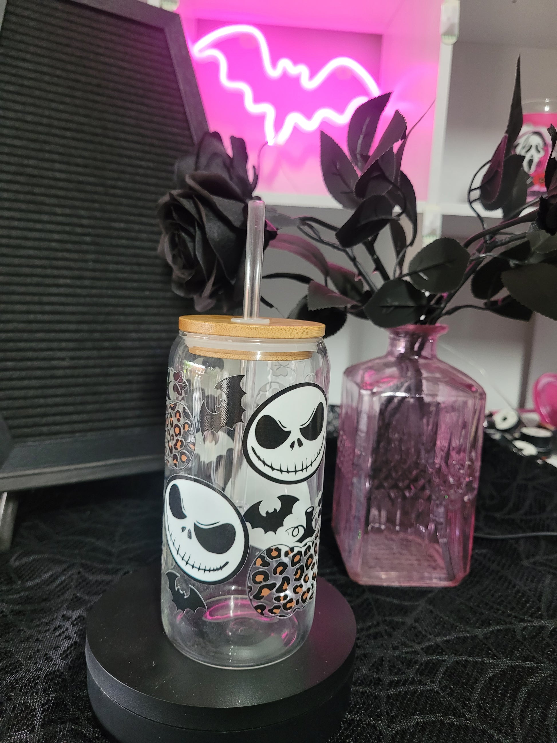 Skelly And Bats Can Glass - Eva Jean & Co