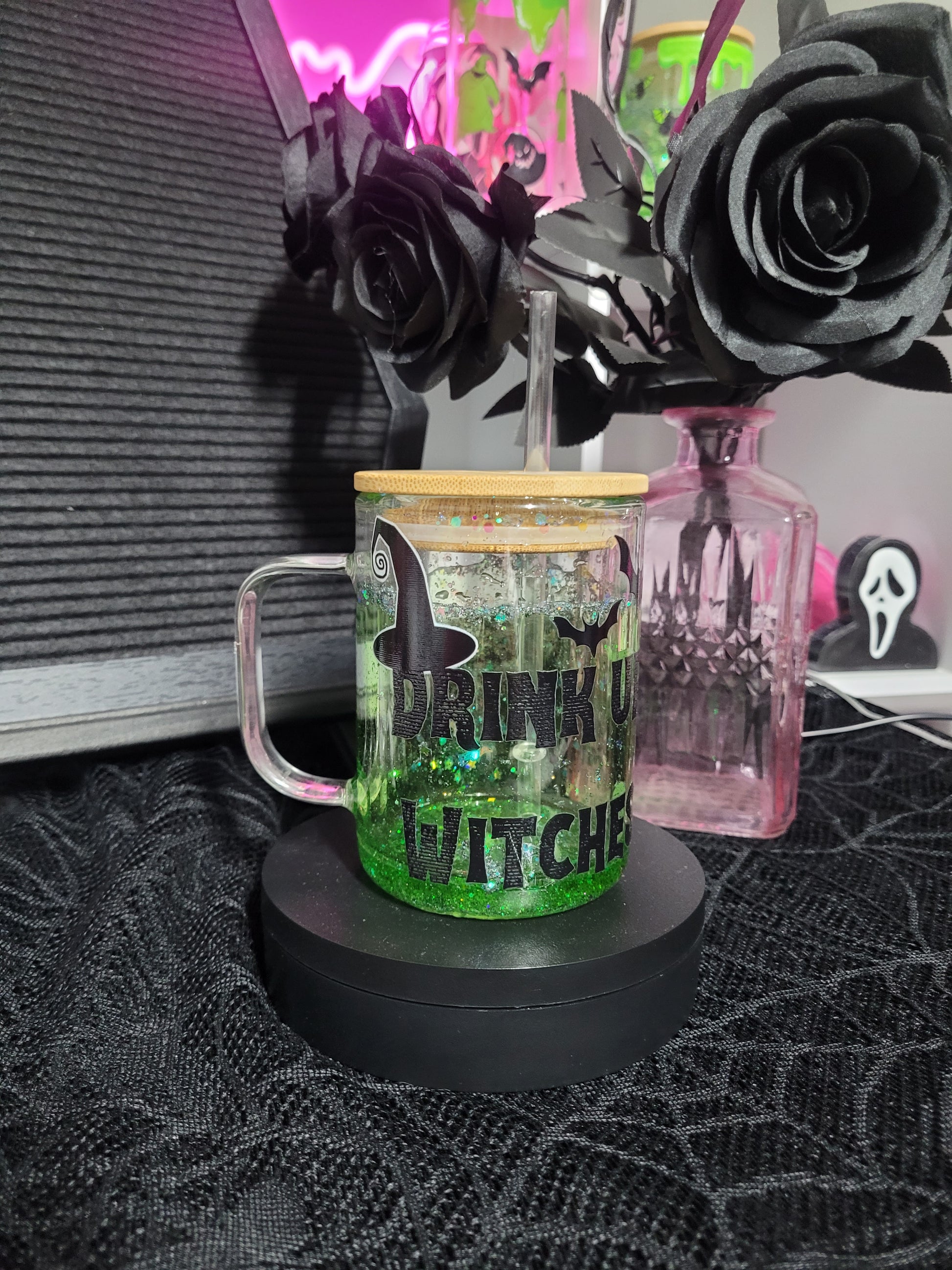 Drink Up Witches Snowglobe Glass Mug - Eva Jean & Co