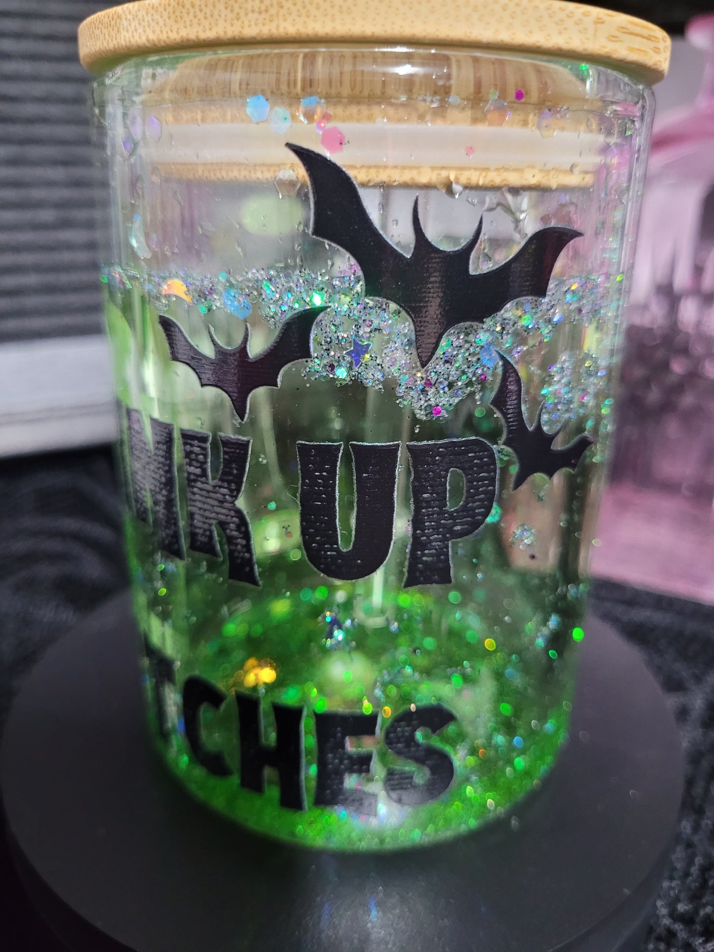 Drink Up Witches Snowglobe Glass Mug - Eva Jean & Co