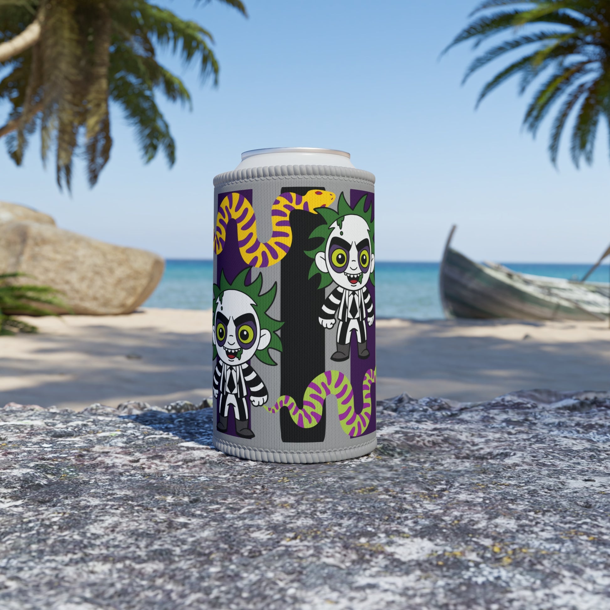 BeetleJuice Inspired Stubby Cooler Design 2 - Eva Jean & Co