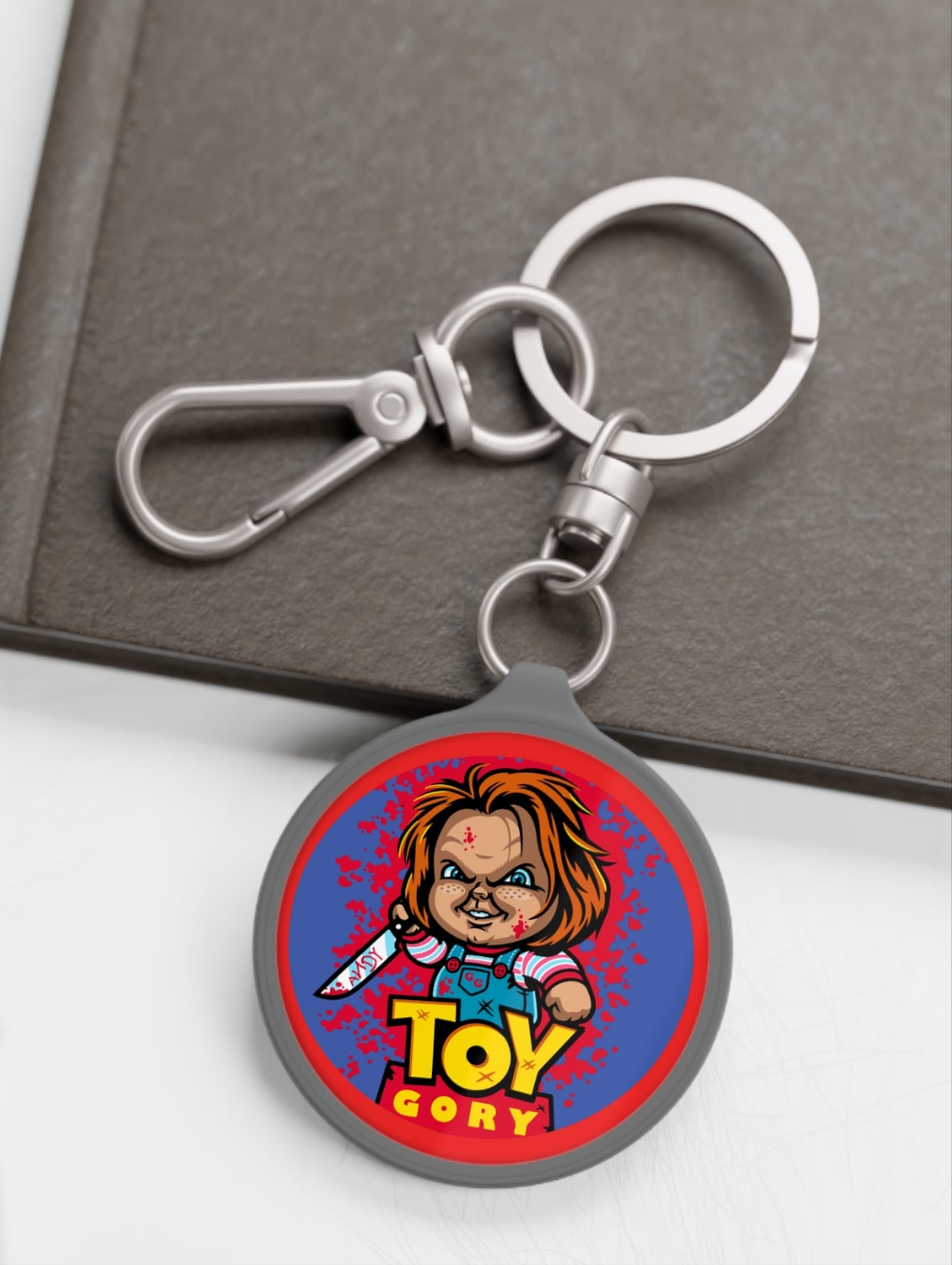 Keyring for horror movie fans featuring chucky doll from childs play