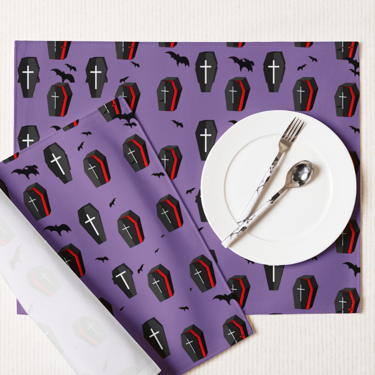 Gothic Coffin and Bat Placemat Set - Eva Jean & Co