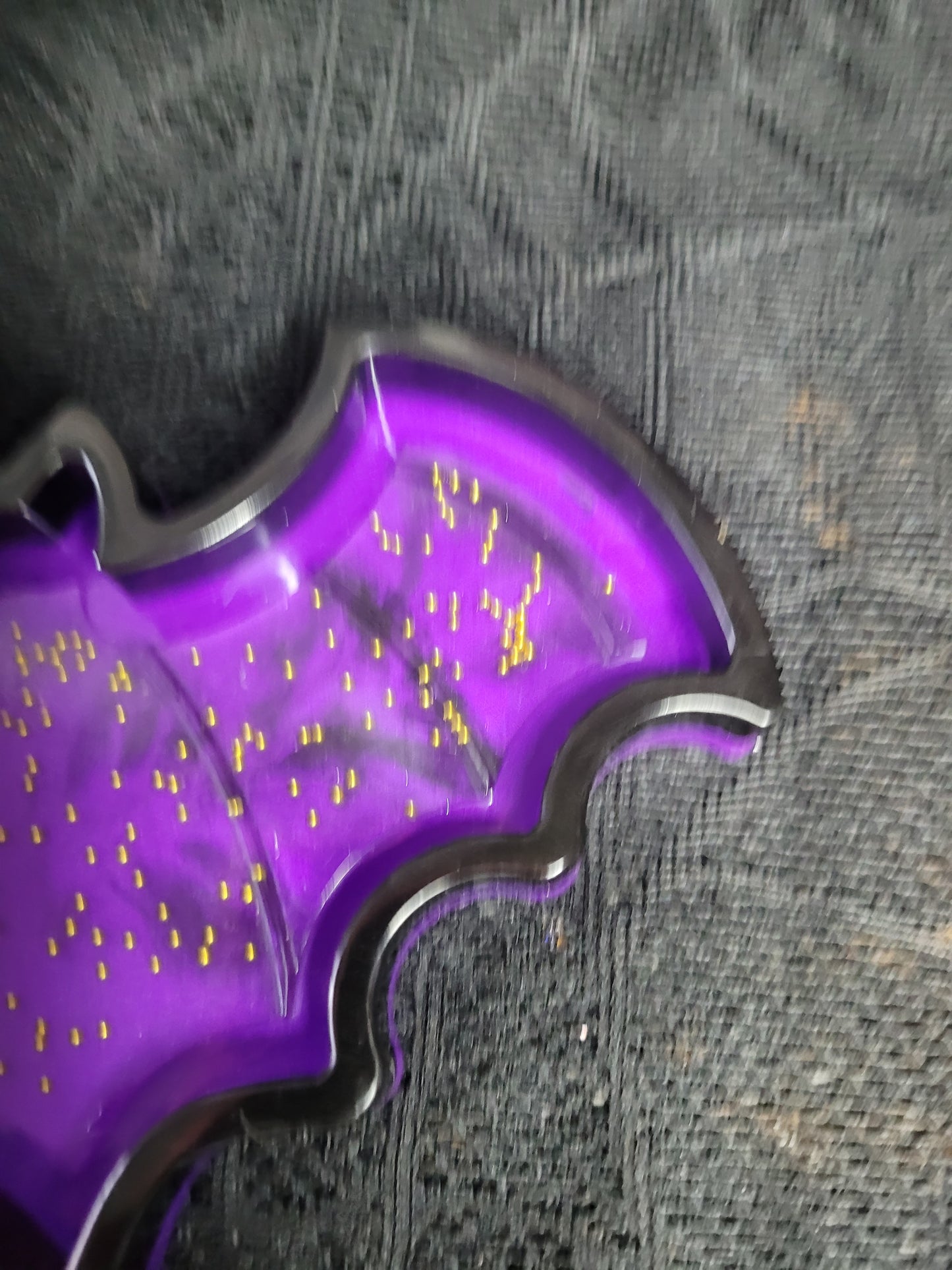 Black Purple Gold  Purple Resin Bat Tray