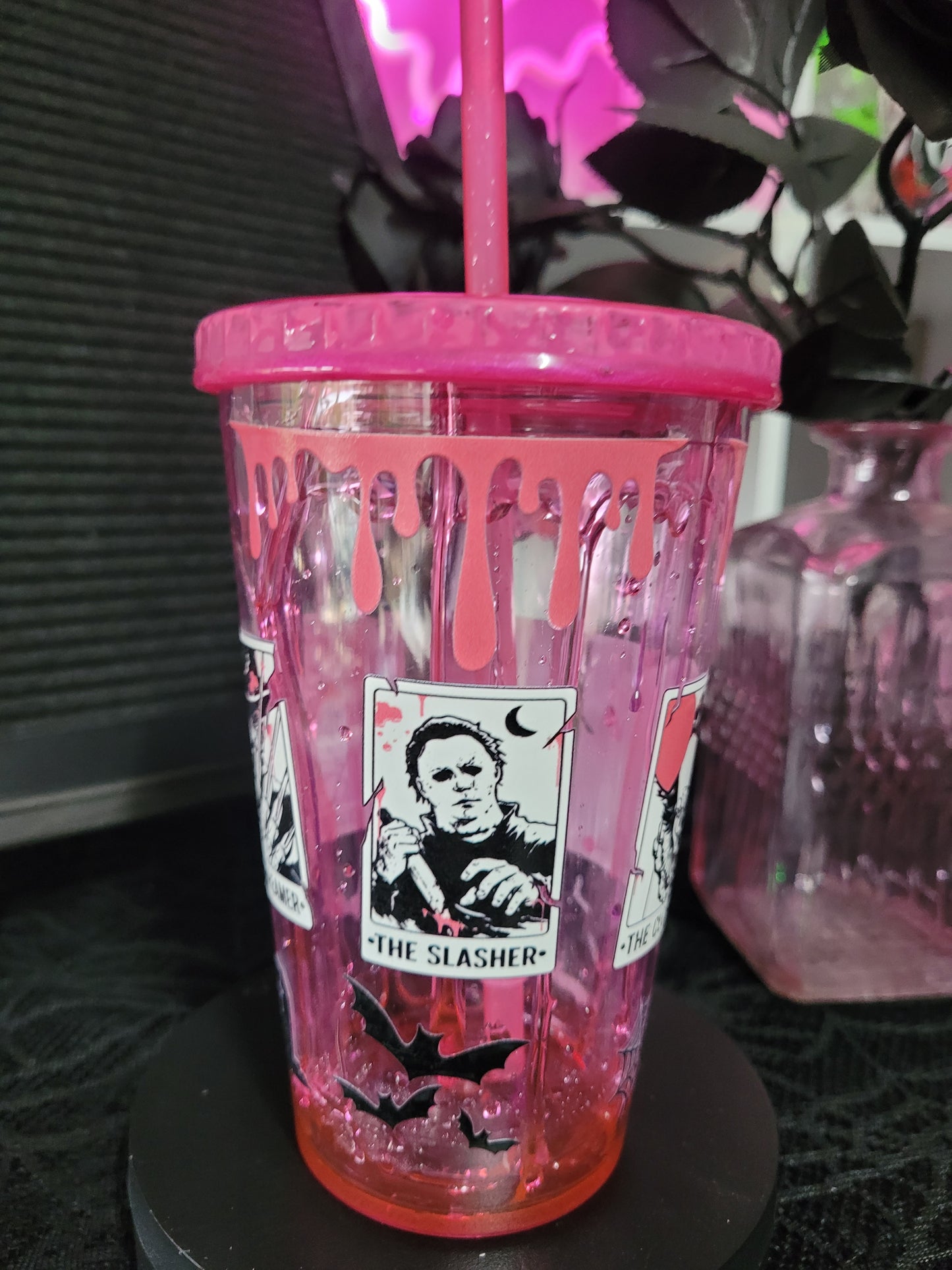 Pink Slime Drip Horror Cards Tumbler - Eva Jean & Co