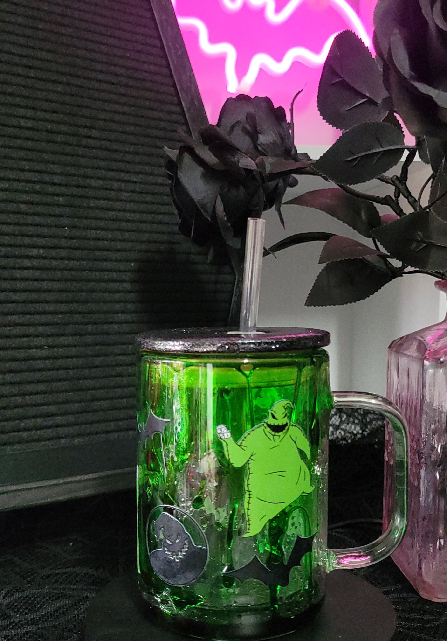 Oogie Boogie Glass Mug Slime Drip Mug Eva Jean and Co