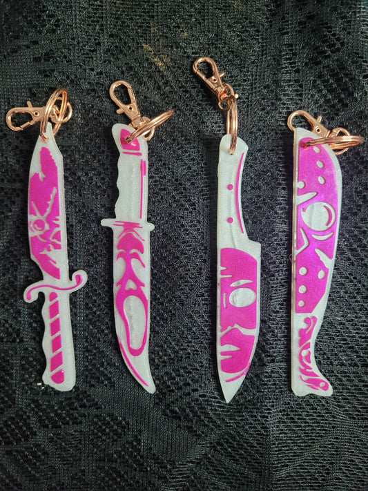 Pink Resin Horror Icon KeyChain