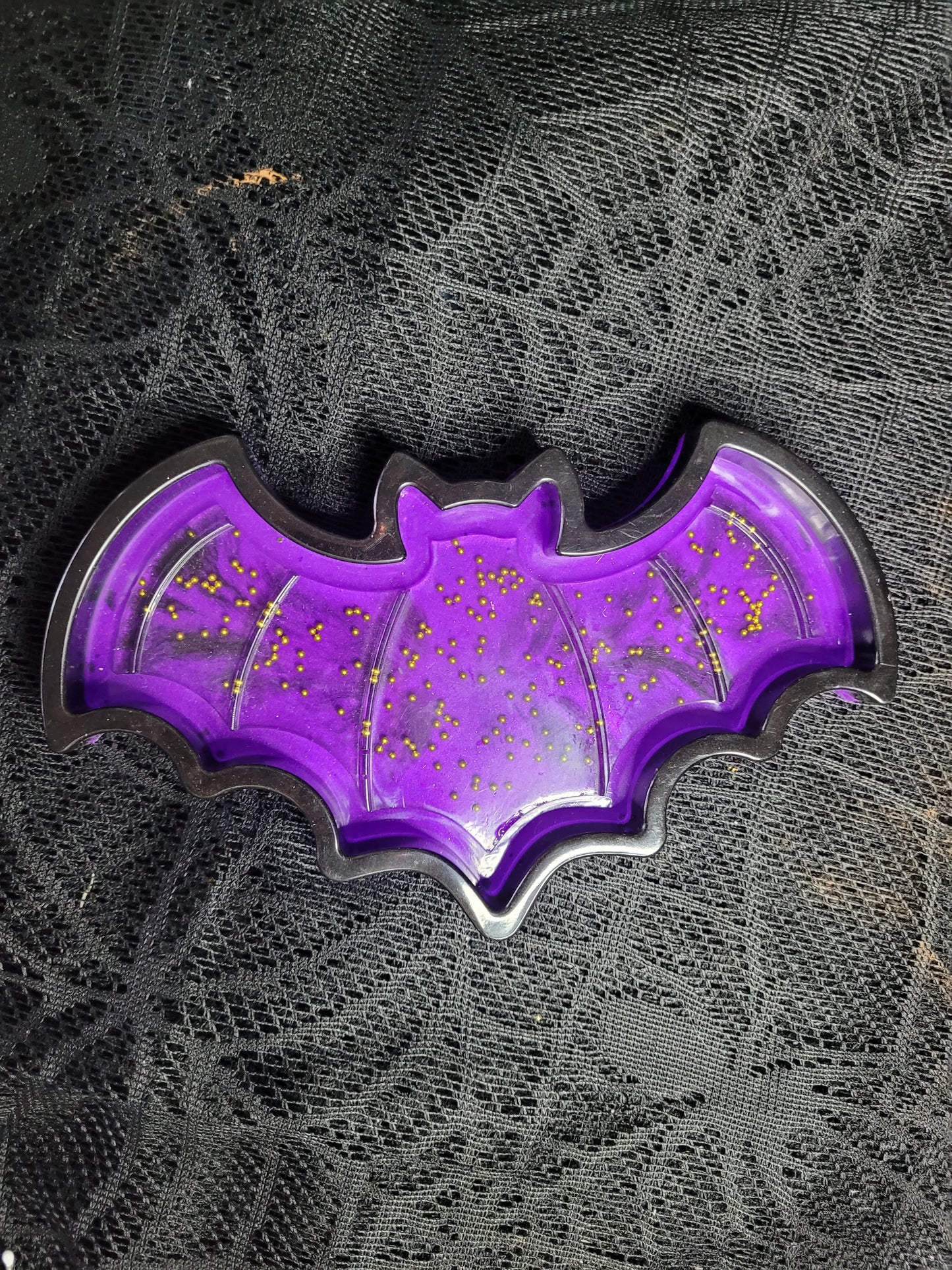 Black Purple Gold  Purple Resin Bat Tray