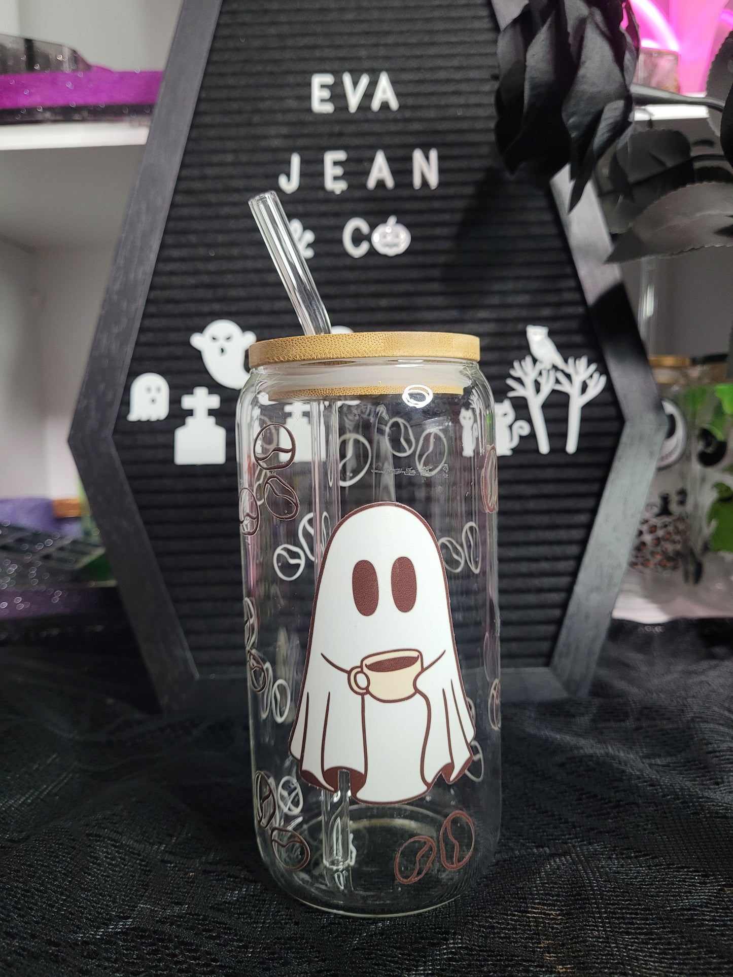 Coffee Bean Ghostie Can Glass