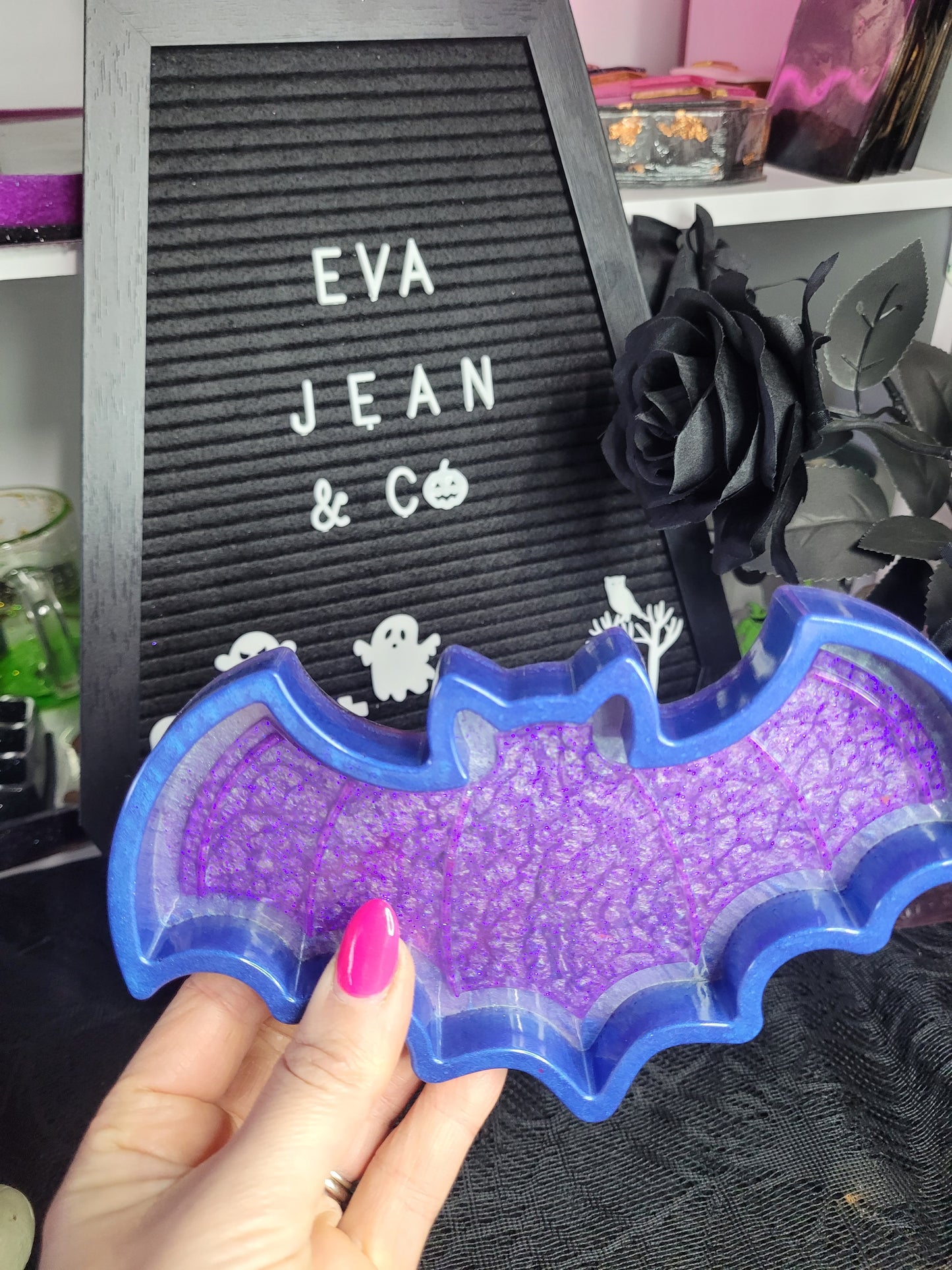 Blue Purple Resin Bat Tray