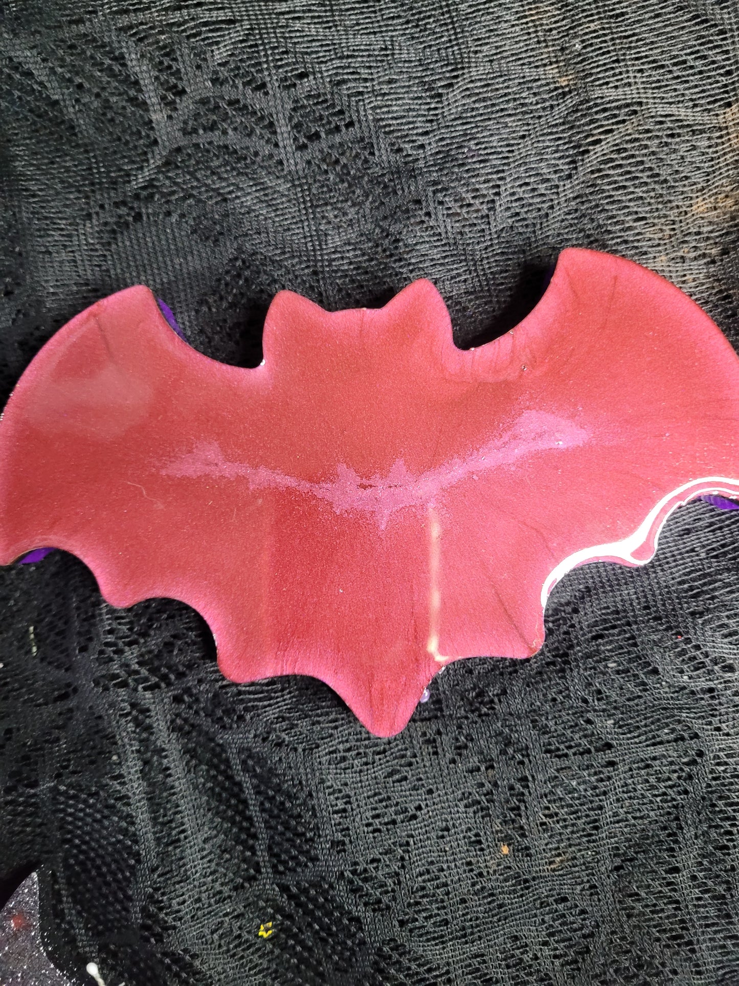 Red Gold Resin Confetti Bat Tray