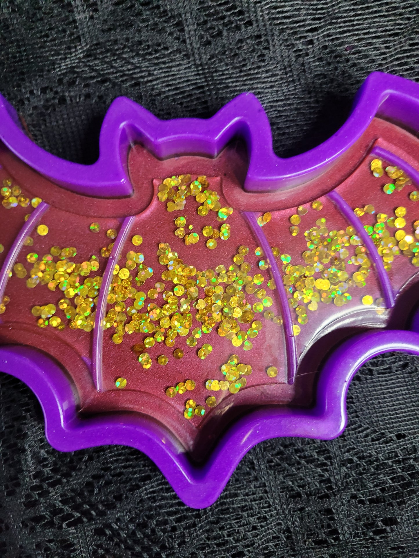 Red Gold Resin Confetti Bat Tray