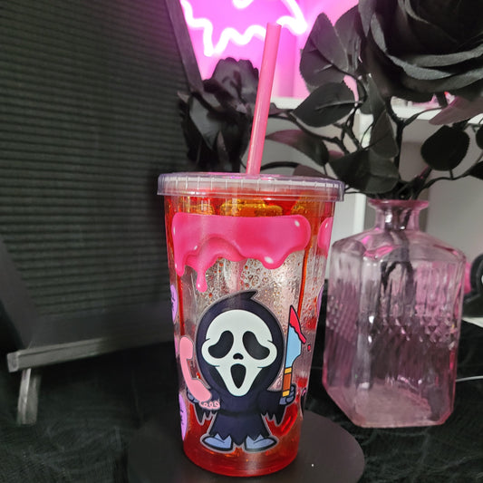 Ghostface Blood Drip Horror Movie Plastic Tumbler Eva jean and co