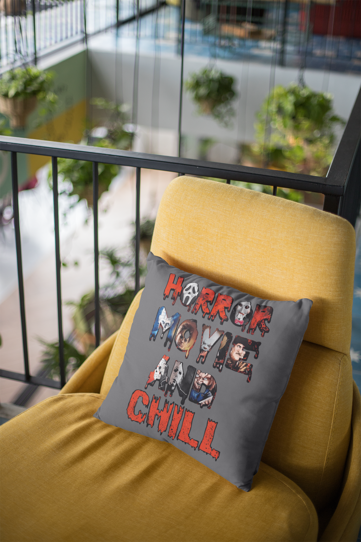 Horror Movie And Chill Square Pillow - Eva Jean & Co