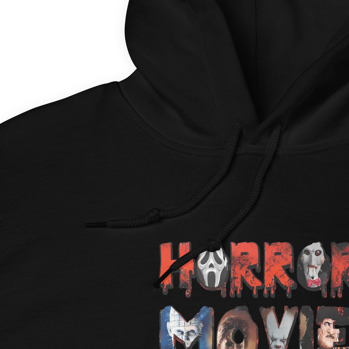 Hoodie with horror movie killers and the words horror movie and chill