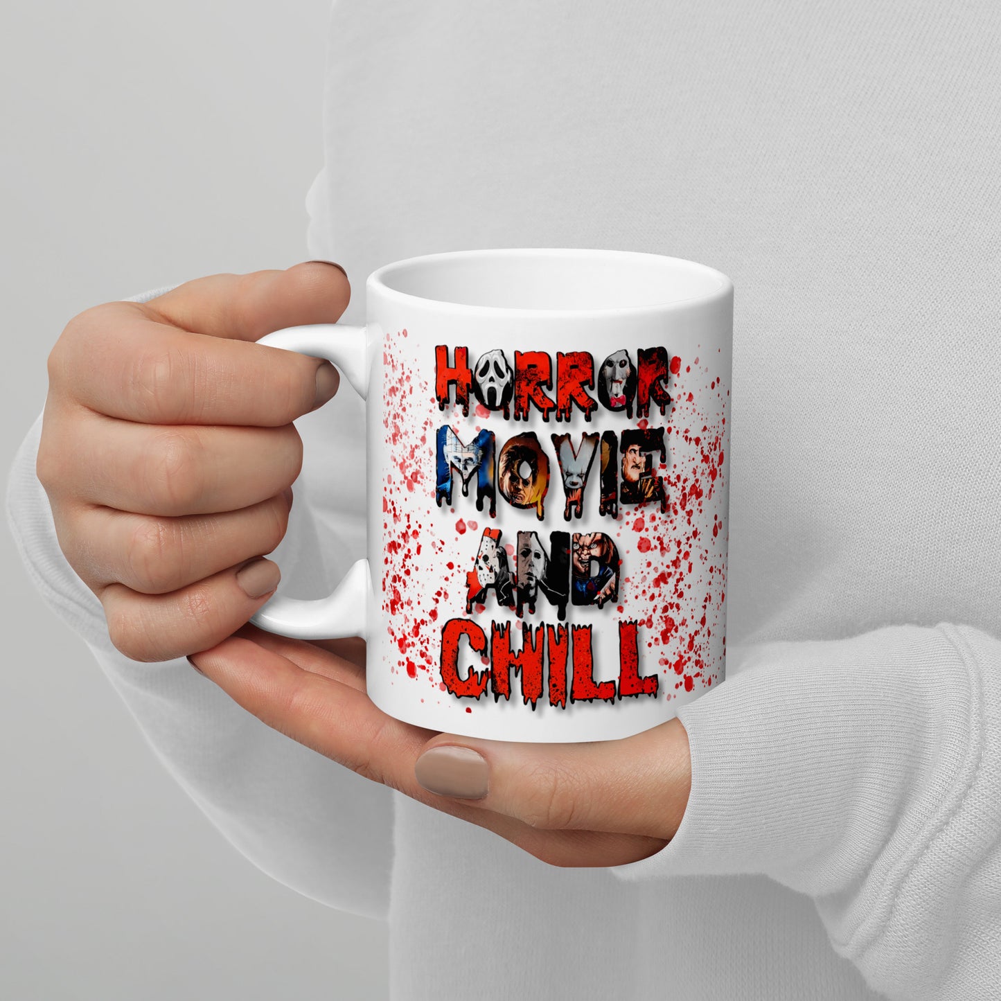 Horrror Movie And Chill White Glossy Mug - Eva Jean & Co