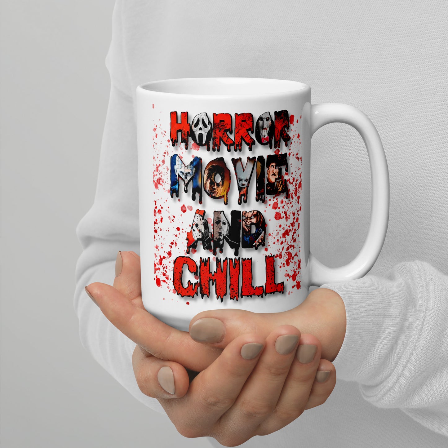 Horrror Movie And Chill White Glossy Mug - Eva Jean & Co