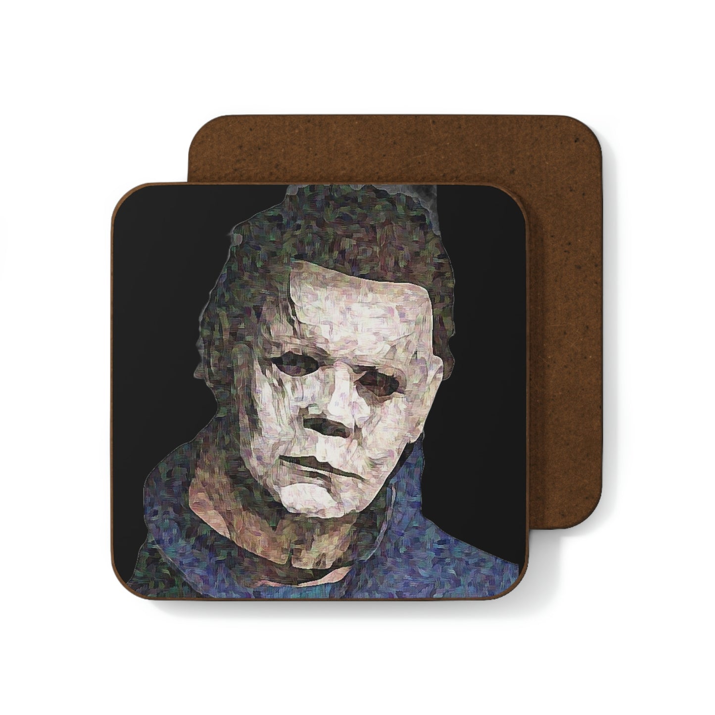 coaster with michael myers face from the classic halloween movie