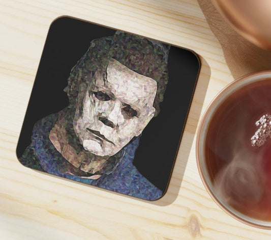 coaster featuring michaek mysers from the classic horror movie halloween