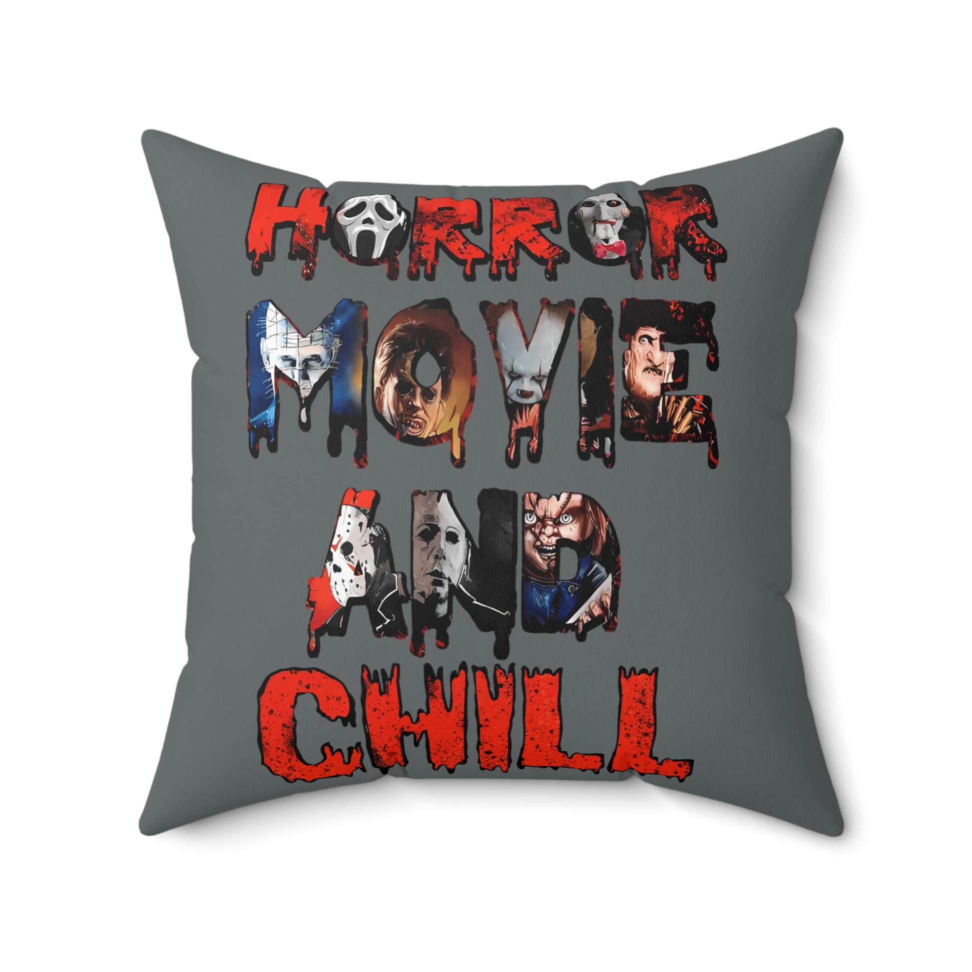 Horror Movie And Chill Square Pillow - Eva Jean & Co